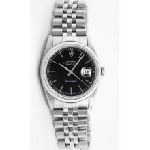 Stainless Steel Datejust Model Jubilee Band Black Stick Dial