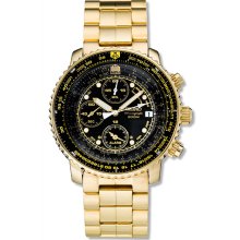 Stainless Steel Gold Tone 42mm Flight Chronograph Timepiece