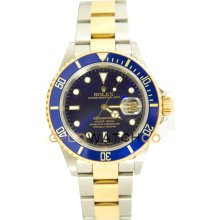 Submariner Steel & Gold 16613 Blue Face Gold Thru Clasp