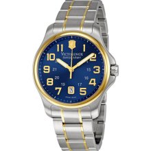 Swiss Army Men's Two Tone Stainless Steel Case and Bracelet Quartz BlueDial 241363