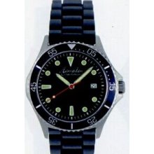 The Clark Men`s Brushed And Polished Rubber Strap Watch