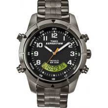 Timex Expedition Fullsize Quartz Watch With Black Dial Analogue - Digital Display And Silver Stainless Steel Bracelet T49826su