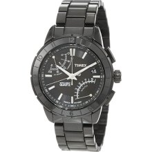 Timex IQ Fly-Back Chronograph Black Dial Black PVD Stainless Stee ...