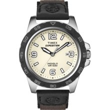 Timex Men's Off-White Dial with Brown Band Watch