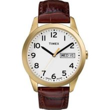 Timex Men's T2N065 Brown Embroidered Strap watch