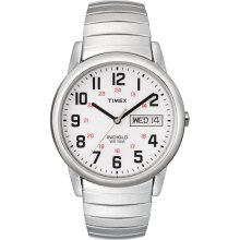 Timex T20461 Men's Easy Reader White Dial Expansion Bracelet Stainless