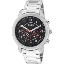 Timex Watches Men's Chronograph Black Dial Stainless Steel Stainless