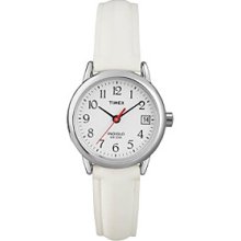 Timex Women's Easy-To-Read Dial with White Leather Strap Women's