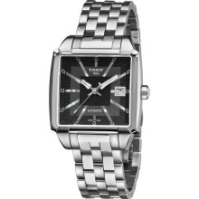 Tissot Men's 'Quadrato' Black Dial Stainless Steel Watch