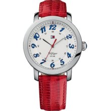 Tommy Hilfiger Women's Red Leather Strap Watch