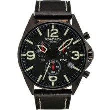 Torgoen T16 Watch - Black Leather, Black Face (T16101)