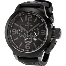 TW Steel Cool Black Chronograph Leather Mens Watch TW821R