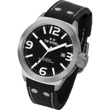 TW Steel Icon 50 MM Black Dial Black Leather Strap Mens Watch TW6 ...