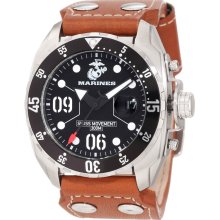 U.S. Marine Corps WA135 Men's Armor Swiss Black Dial Brown Leather Str