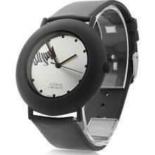 Unisex Leather Analog Quartz Wrist Watch 0687 (Black)