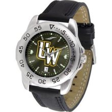 University of Wyoming Cowboys Men's Leather Band Sports Watch