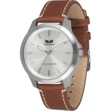 Vestal Heirloom Leather Watch - Brown/Silver/Silver HER3L03