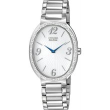 Women's Allura Eco-Drive Oval Stainless Steel Case and Bracelet Silver