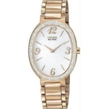 Women's Allura Eco-Drive Rose Gold Tone Oval Stainless Steel Case and