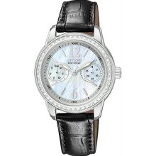 Women's Eco-Drive Silhouette Crystal Mother Of Pearl Day Date