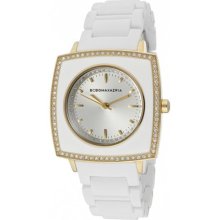 Women's Elite White Crystal Silver Dial White Resin ...