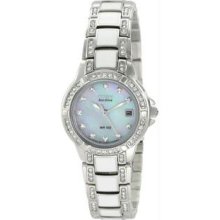 Women's Normandie White Eco-Drive Mother of Pearl Dial Swarovski