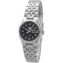 Women's Seiko 5 Stainless Steel Case and Bracelet Black DIal Day and