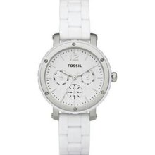 Women's Stainless Steel Case White Dial White Silicone