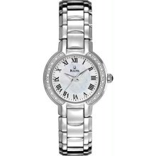 Women's Stainless Steel Mother of Pearl Diamond Dress Watch