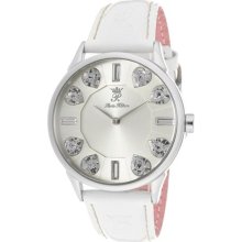 Women's White Crystal Light Champagne Dial White Shiny Genuine Ca ...