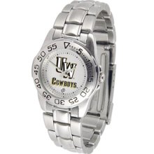 Wyoming Cowboys UW Womens Steel Sports Watch