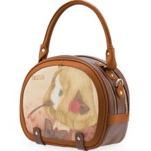 041 Brand style PU printed handbags Double zipper pretty shoudler bags for women Brown as photo 25*10*19cm