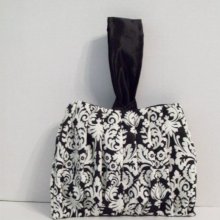 1 Square Pleated Wristlet in Black and White Damask (Choose your colors)