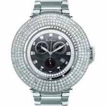 10.40ct 4 Row Diamond Bezel Joe Rodeo Razor Watch Black Dial