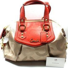 100% Auth Coach Ashley Khaki Doted Opt Art Satchel/ Shoulder Bag 20027 $298