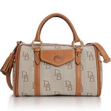 100% Authentic Dooney&bourke Signature Jacquard Barrel Pocket Satchel 7421