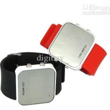 10pcs/lot Led Watch Stainless Steel Body Digital Led Mirror Watch Le