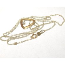 14 K Yellow Gold Necklace W/diamod Pendant