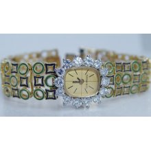 18k Gold Tiffany&co Enamel 2cts Diamond Watch Mechanical 39.6gr Vintage Jewelry