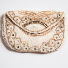 1930s Beaded Pouch/Clutch with Scalloped Details and Rhinestones Wedding Clutch