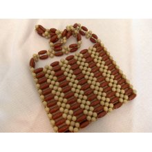 1970s Brown and Ivory Beaded Purse Designed by Mr. Jonas