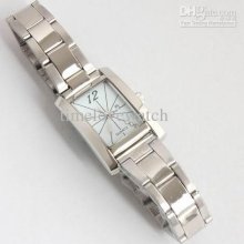 1x Fashion White Dial Steel Rectangle Anolog Small Quartz Watch Wome