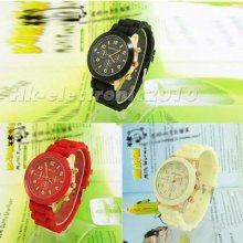 1x Women's Luxury Geneva Silicone Hk2010 Quartz Ladies Sport Jelly Watch