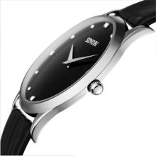 2 Hands Mens Cool Black Leather Band Wristwatch Sport Quartz Fashion Watch