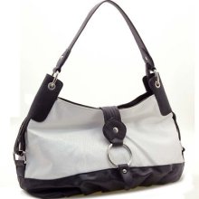 2-tone Python Embossed Flap Hobo Bag Handbag White