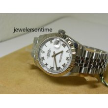 2011 Rolex Midsize Unisex 31mm Datejust 18k Wg Bezel 178274 W/ Papers