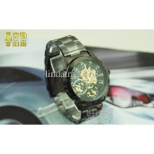 2012 Promotion Stainless Steel Black White Mechanical Watch Luxury N