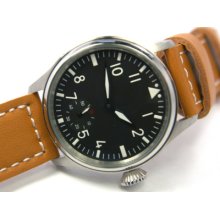 224a Parnis 47mm Pilot Big Crown 6498 Handwind Ss Watch