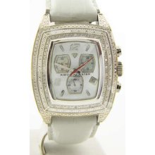 .40ct Aqua Master White Band Chrono Diamond Mens Watch W26 J