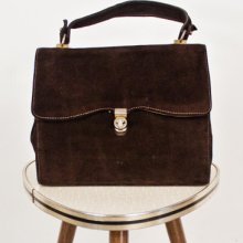 40s 50s vintage suede brown handbag